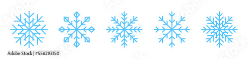 Snowflakes icon set. Winter Christmas decoration elements collection. Vector isolated on white.	
