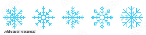 Snowflakes icon set. Winter Christmas decoration elements collection. Vector isolated on white