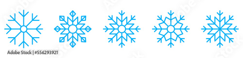 Snowflakes icon set. Winter Christmas decoration elements collection. Vector isolated on white