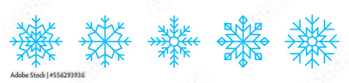 Snowflakes icon set. Winter Christmas decoration elements collection. Vector isolated on white