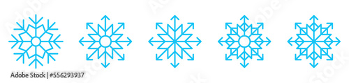 Snowflakes icon set. Winter Christmas decoration elements collection. Vector isolated on white