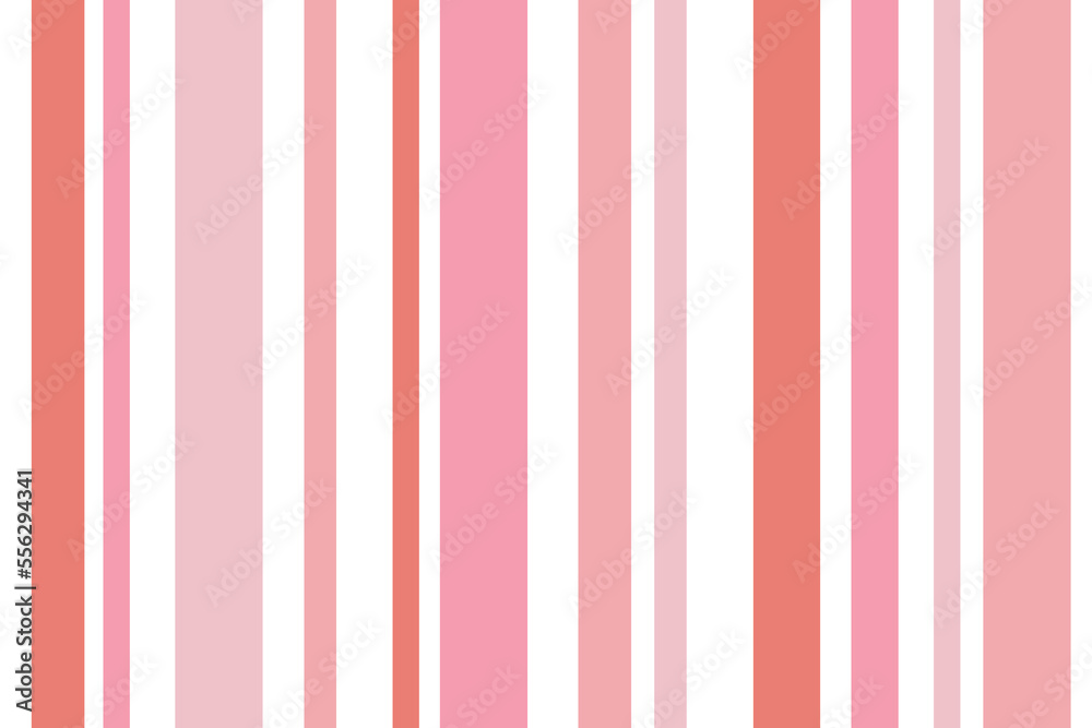 Seamless vector white pink background fabric pattern stripe unbalance stripe patterns cute vertical pink pastel color stripes different size symmetric grid for  valentine day love fabric pattern. - obrazy, fototapety, plakaty 