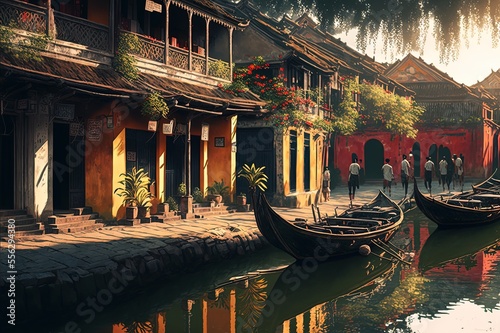  illustration of cityscape inspired from Hoi An city, Vietnam © QuietWord