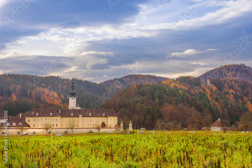 The picturesque Rein Abbey, founded in 1129, the oldest Cistercian abbey in the world, located in Rein near Graz, Steiermark, Austria