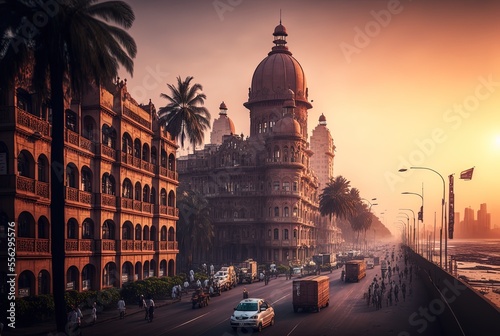  illustration of  cityscape , inspired from Mumbai urban city photo
