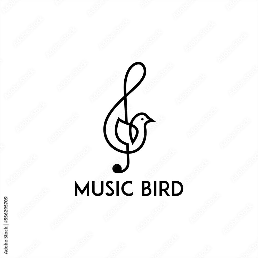 Vector logo of bird and music line art Vector logo of bird and music line art