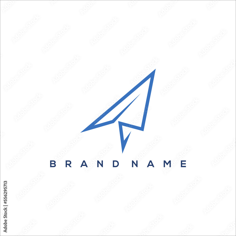 Line art paper airplane logo vector trip Line art paper airplane logo vector trip