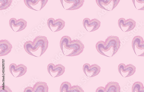 Watercolor heart shaped seamless pattern. Vector Illustration for Valentine and Love. Wallpaper or gift wrapping paper in sweet colors.