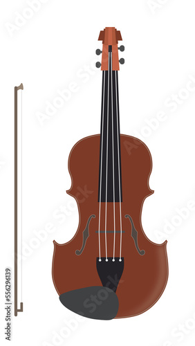 Musical instruments claasicl Wooden Violin on PNG White transparent background, Vector illustration.