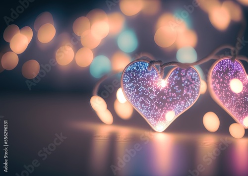 illustration background of cute heart shape in pastel tone color Christmas light