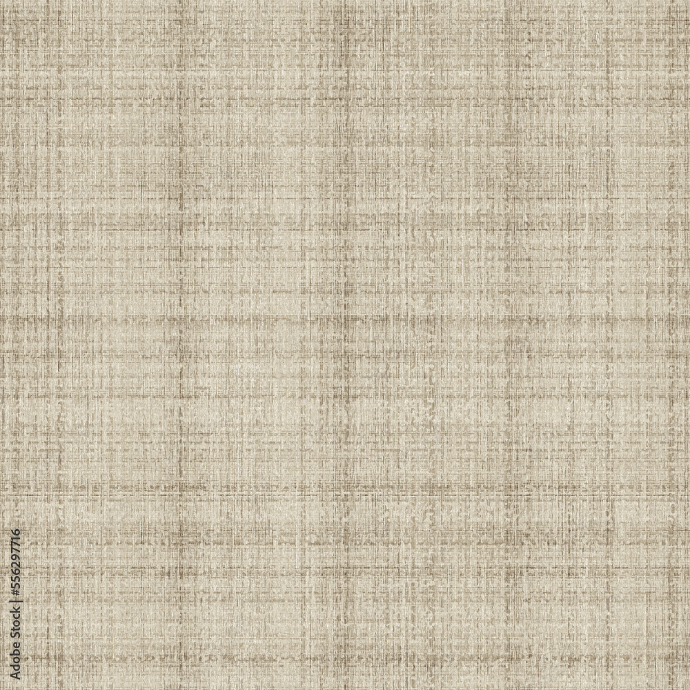 Fototapeta premium Burlap woven cloth seamless cottagecore country pattern. Old tissue marl surface for wallpaper. Coarse flax fiber print background. 