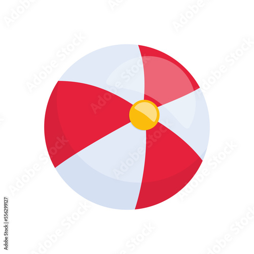 Free Download Red and white beach ball isolated on white background. Vector illustration. - GFXLoad