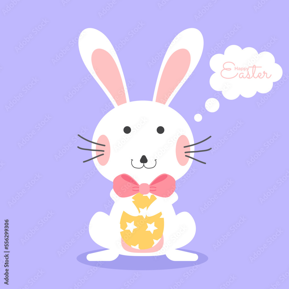 Happy easter with bunny and easter egg greeting card. Cute rabbit background. Vector illustration. Happy easter with bunny and easter egg greeting card. Cute rabbit background. Vector illustration.