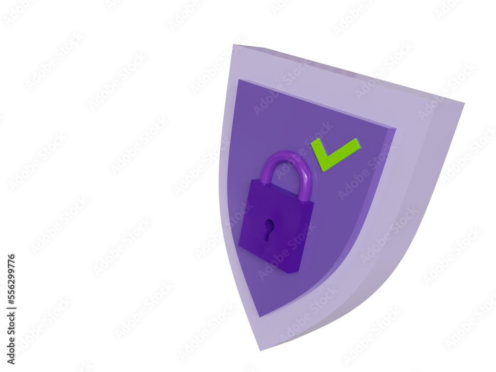 Protection enabled violet symbol. 3d render. Protection enabled violet symbol. 3d render.