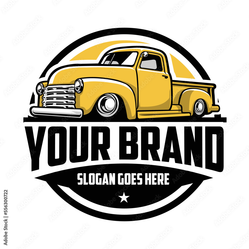 Old Truck Logo. Vintage Style of Classic Truck Emblem Logo Vector Stock