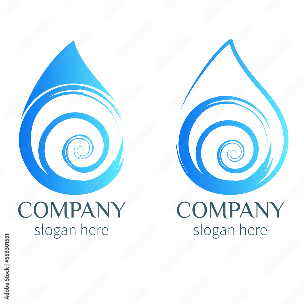 Water drop with wave logo design. Water drop with wave logo design.