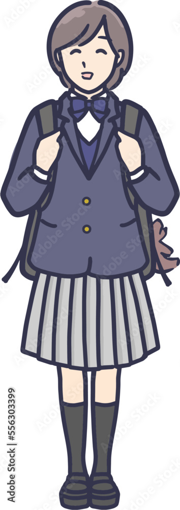 制服の女子高生全身イラスト