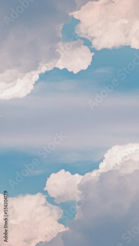 Flight through the clouds of paradise 4k timelapse Vertical video