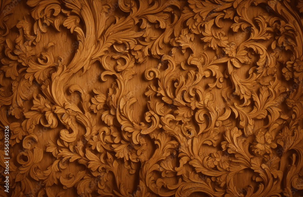Rustic Timber - Wooden texture with intricate carving and detailing