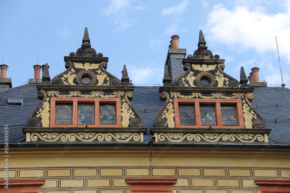 A detail of windows of castle Frydlant, Czech republic A detail of windows of castle Frydlant, Czech republic
