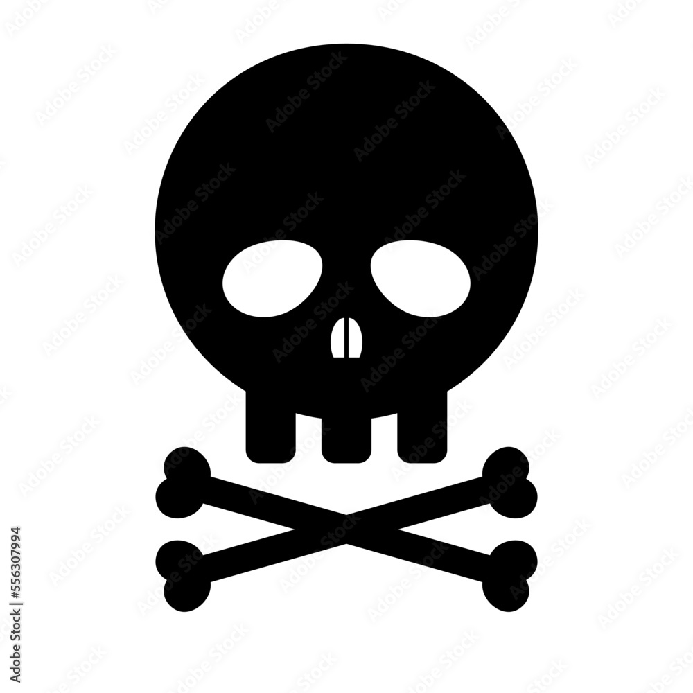 Skull and bones silhouette icon. Pirate skull. Poison. Vector. Skull and bones silhouette icon. Pirate skull. Poison. Vector.