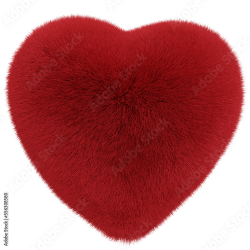 3D rendering Valentine fur heart isolated