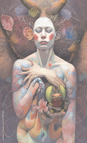 painting woman with mask