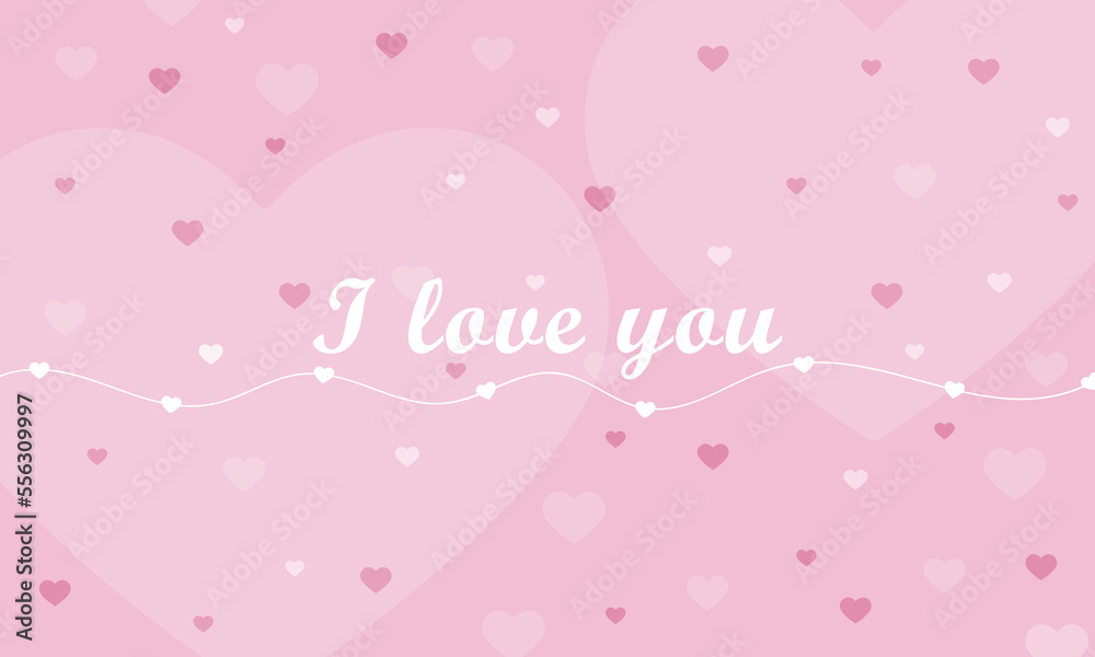 Tender pink love card with hearts