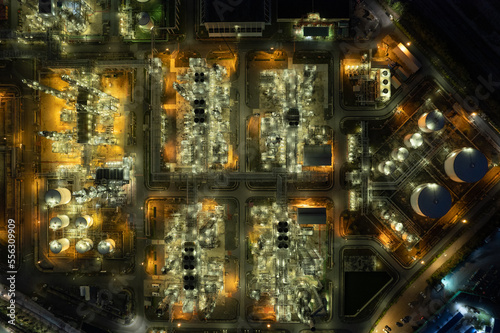 Oil and gas refinery, top view