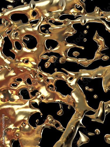 gold splash background, 3d render