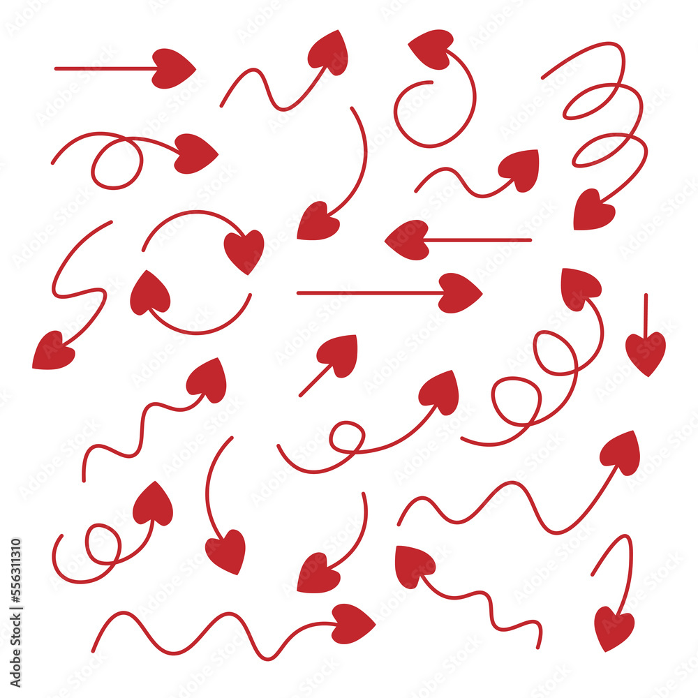 Red arrows love set, vector Red arrows love set, vector