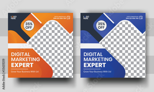 Business digital marketing instagram post template and social media banner template