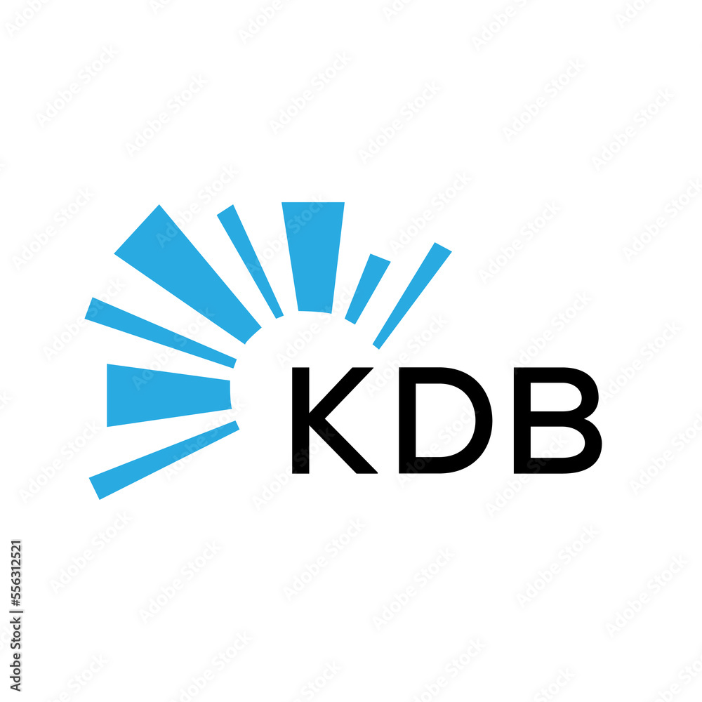 KDB letter logo. KDB blue image on white background and black letter