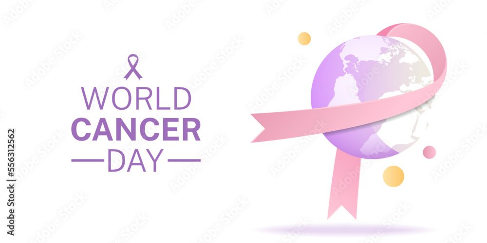 Ribbon and globe for world cencer day background Ribbon and globe for world cencer day background