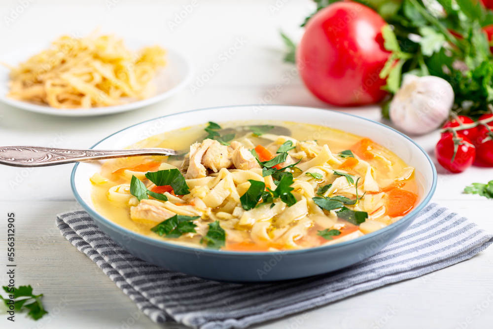 Homemade chicken noodle soup.