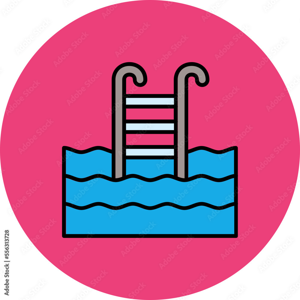 Swimming Pool Multicolor Circle Filled Line Icon Swimming Pool Multicolor Circle Filled Line Icon