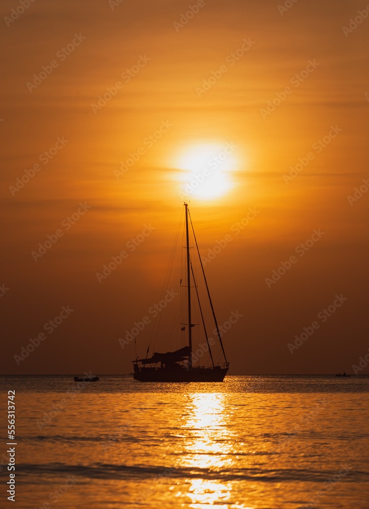 Sea landscape ocean during sunset
Silhouette style nature background