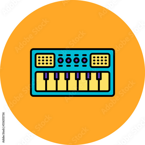 Piano Multicolor Circle Filled Line Icon