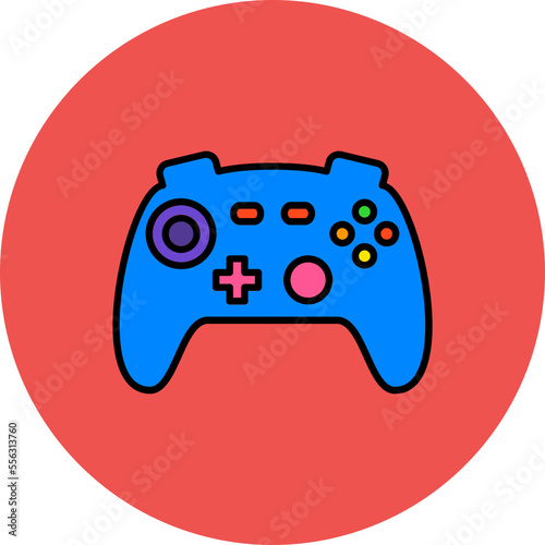 Game Controller Multicolor Circle Filled Line Icon