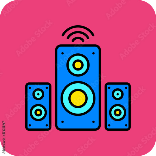 Speaker Multicolor Round Corner Filled Line Icon