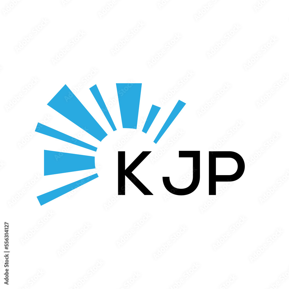 Vetor de KJP letter logo. KJP blue image on white background and black