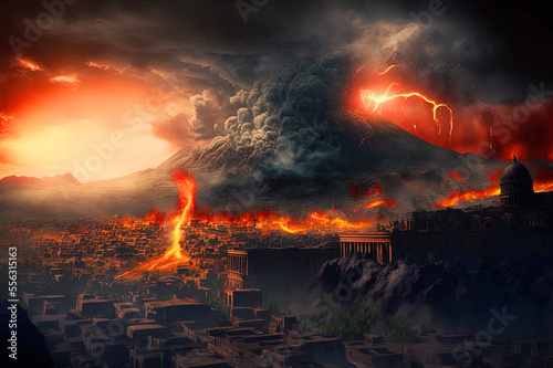 Erupting Volcano in Pompeii Brings Tragedy and Despair, a City Struggles to Cope with the Aftermath. © Vasilii