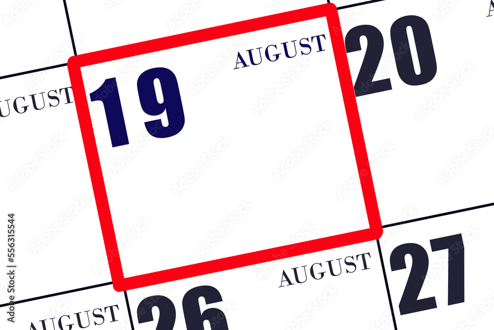 Daily calendar for 20 August. Summer month, day of the year concept. Daily calendar for 20 August. Summer month, day of the year concept.