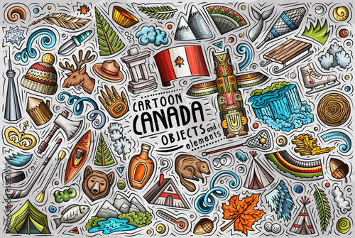 Set of Canada traditional symbols and objects