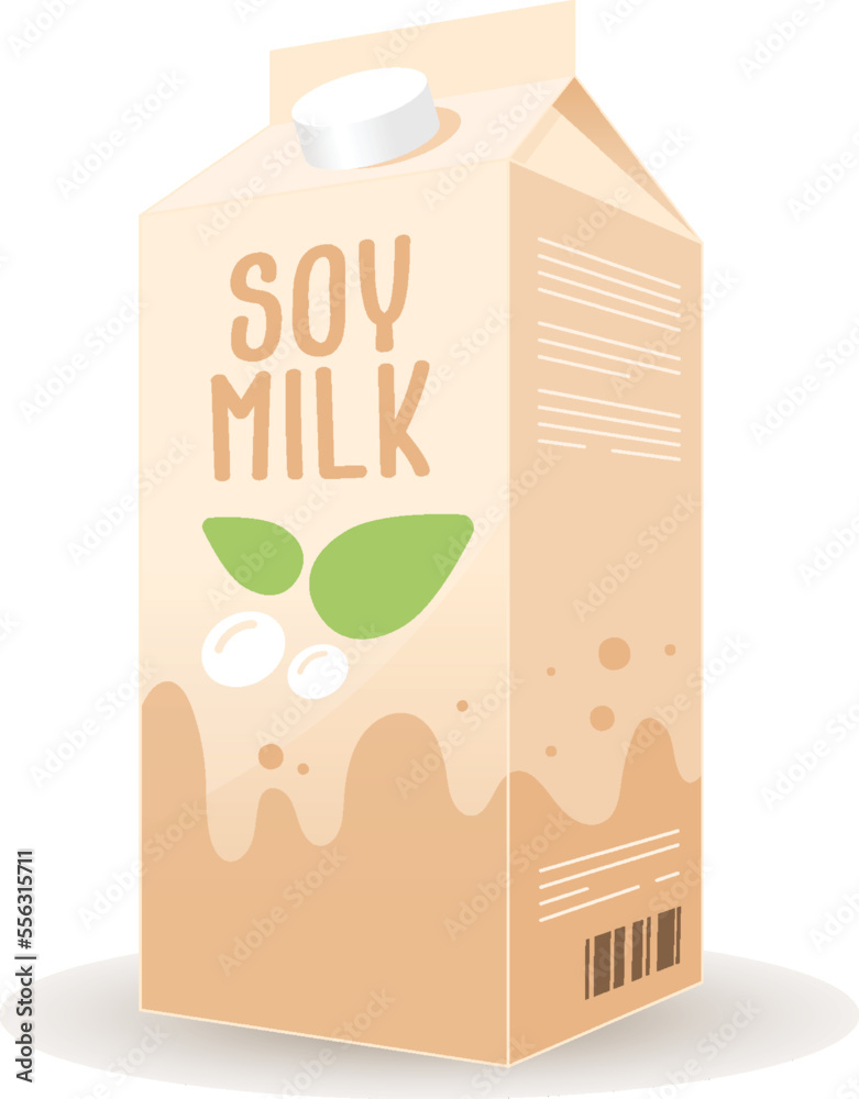 Soy milk carton vector illustration isolated on white Stock Vector