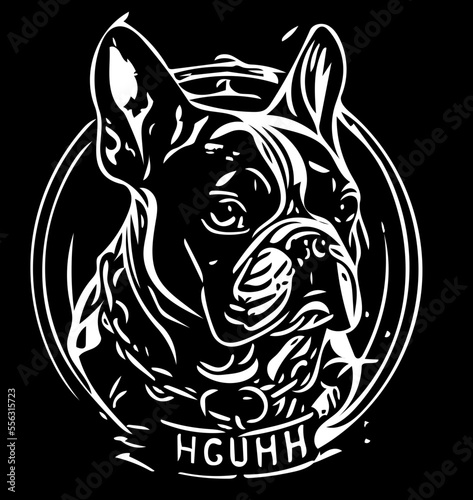 black and white illustration of a dog