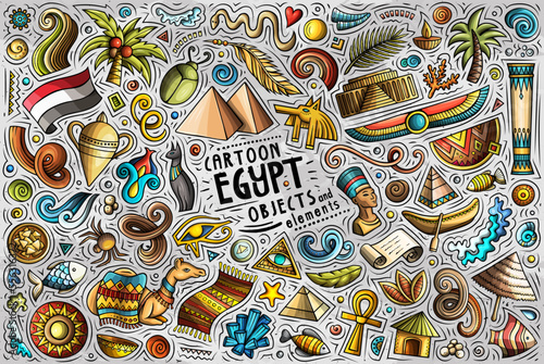 Set of Egypt traditional symbols and objects