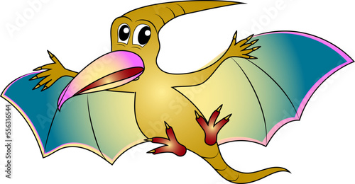 Dinosaur, pterodactyl flying dinosaur, genus of pterosaurs, cartoon
