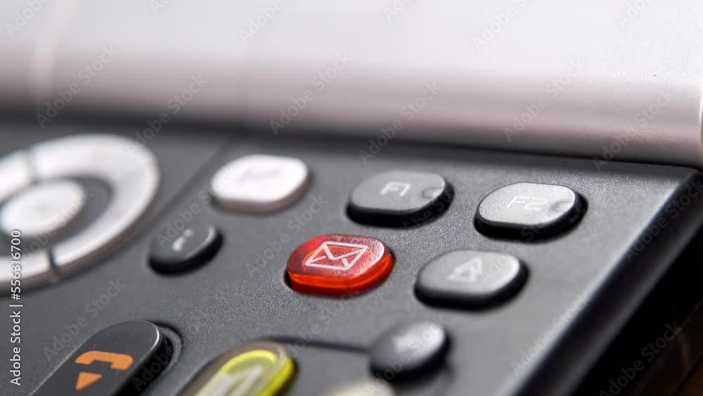 Phone console with new message notification and envelope icon, concepts for sending newsletters, receiving calls and messages. Phone console with new message notification and envelope icon, concepts for sending newsletters, receiving calls and messages.