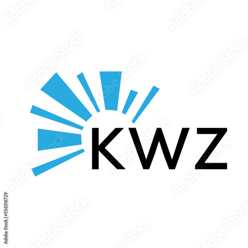 KWZ letter logo. KWZ blue image on white background and black letter. KWZ technology  Monogram logo design for entrepreneur and business. KWZ best icon.
 photo